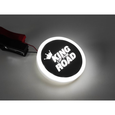 KING OF THE ROAD bily podsvícený emblem LED